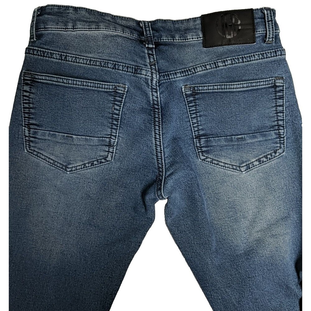 Vintage Genes Black VGB Jeans Men W28 L30 Slim Fit Dark Wash Blue - Picture 8 of 13